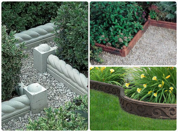 collage of decorative stone garden edging